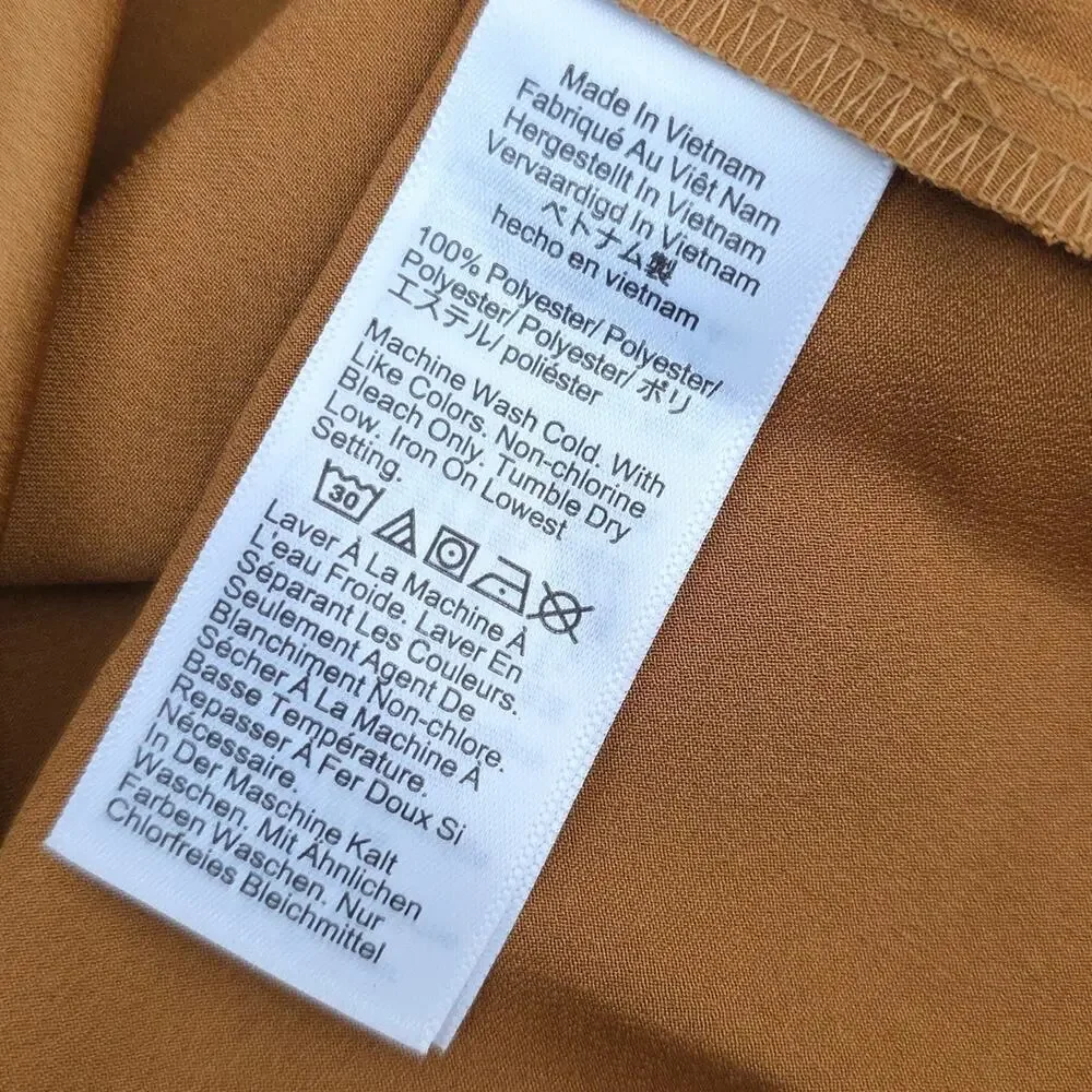 J. Crew Winter Garden Golden Brown Bell Sleeve Ruffle Satin Blouse Top Small NWT